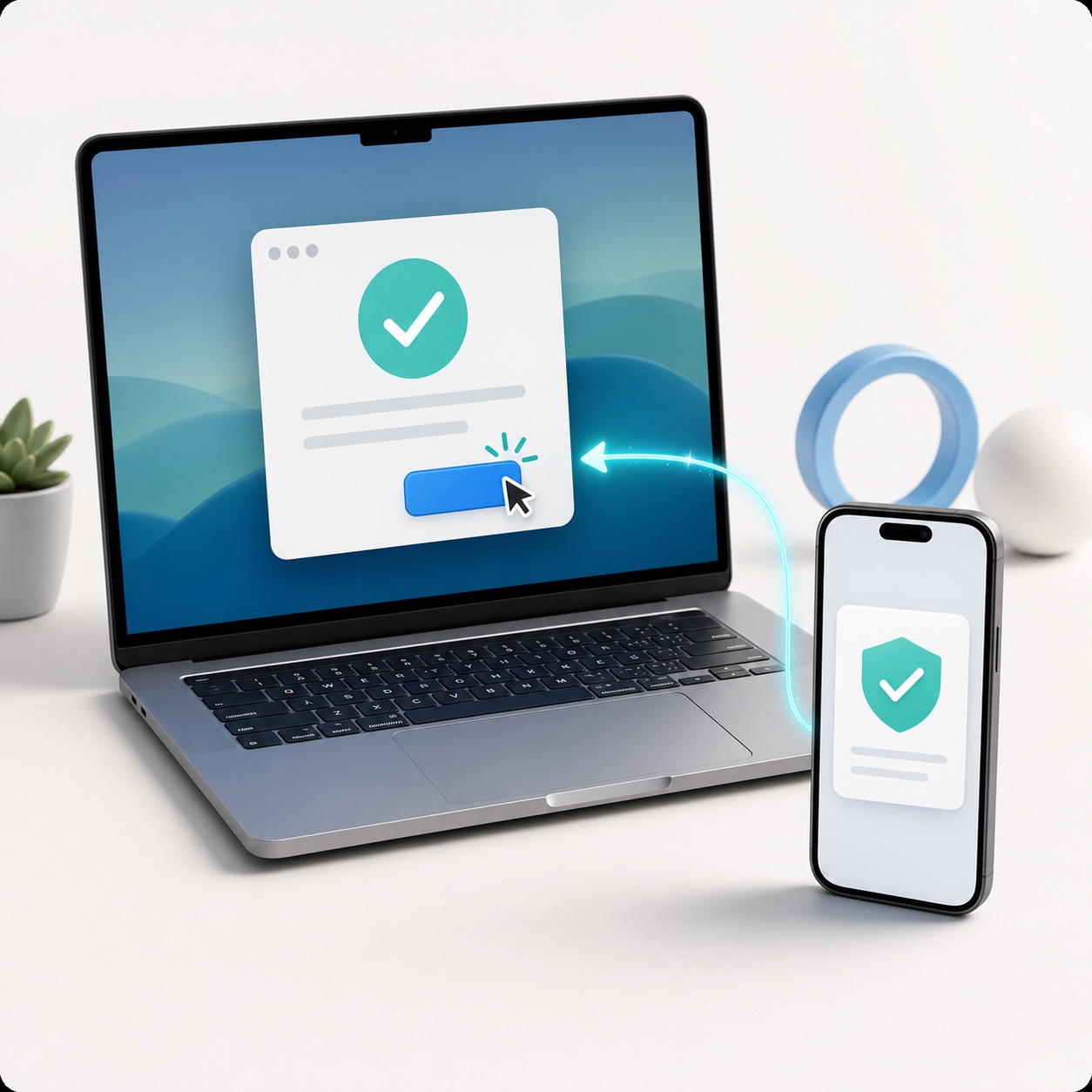 An approved phone action clicking a Mac dialog button